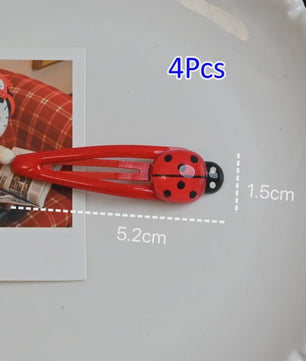 4x Schattige Rode Lieveheersbeestje Haarclips voor Kinderen - Leuke Snap Speldjes