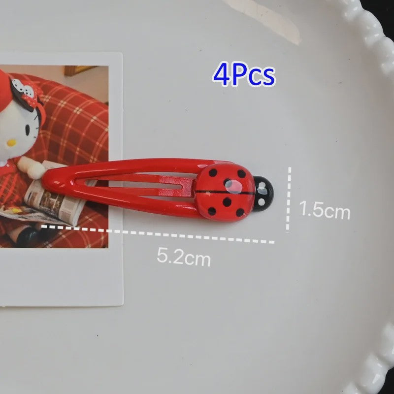 4x Schattige Rode Lieveheersbeestje Haarclips voor Kinderen - Leuke Snap Speldjes