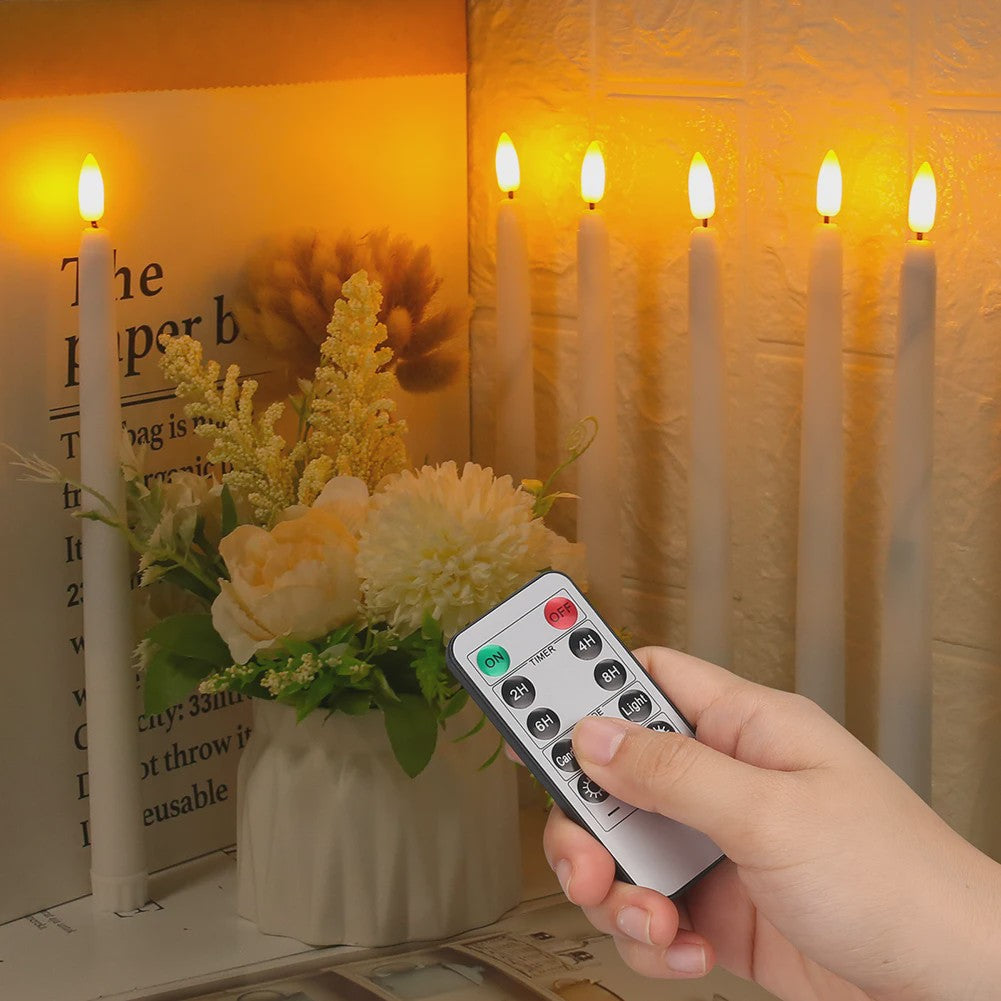 Set van 10 LED Kaarsen met Afstandsbediening - 28cm Vlamloze Kaarsen met Timer