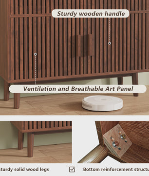 Mid-Century Houten Sideboardkast met 2 Lades en 2 Deuren - Stijlvolle Opbergoplossing