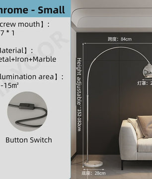Nordic Luxe Boog Plafondlamp - Verstelbare LED Vloerlamp voor Woonkamer & Bedside