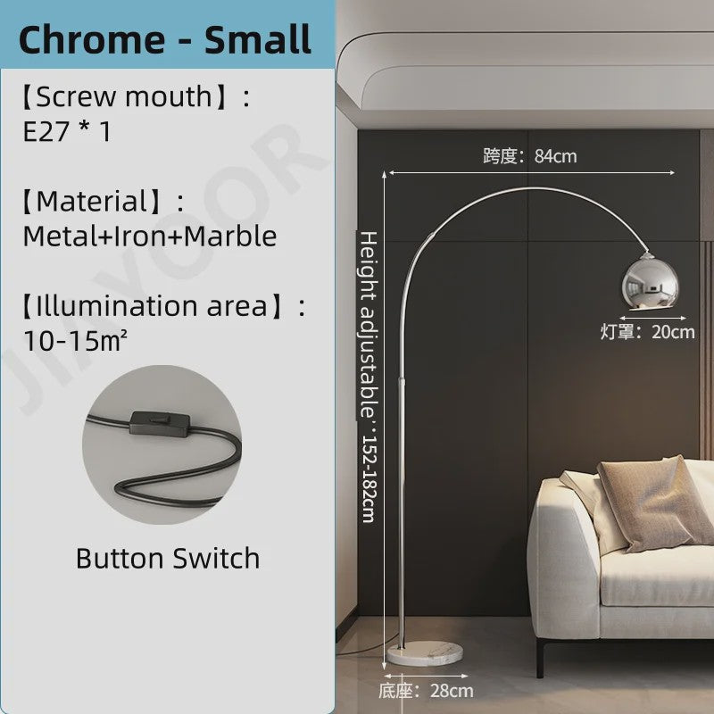 Nordic Luxe Boog Plafondlamp - Verstelbare LED Vloerlamp voor Woonkamer & Bedside