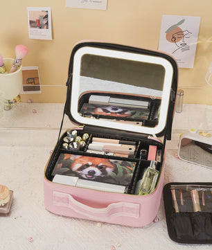 Draagbare Make-up Koffer met Verlichte Spiegel en Verstelbare Vakken - Ideaal voor Cosmetica & Cadeau