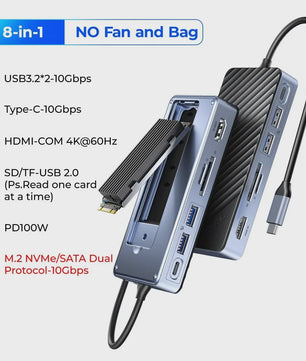 ORICO USB-C Docking Station met M.2 NVMe/SATA SSD Enclosure & 10Gbps Hub