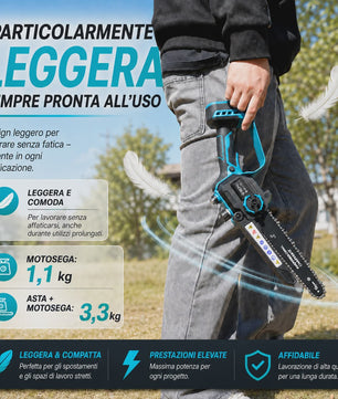2-in-1 Snoerloze Telescoop Kettingzaag met 2x 4000mAh Accu's