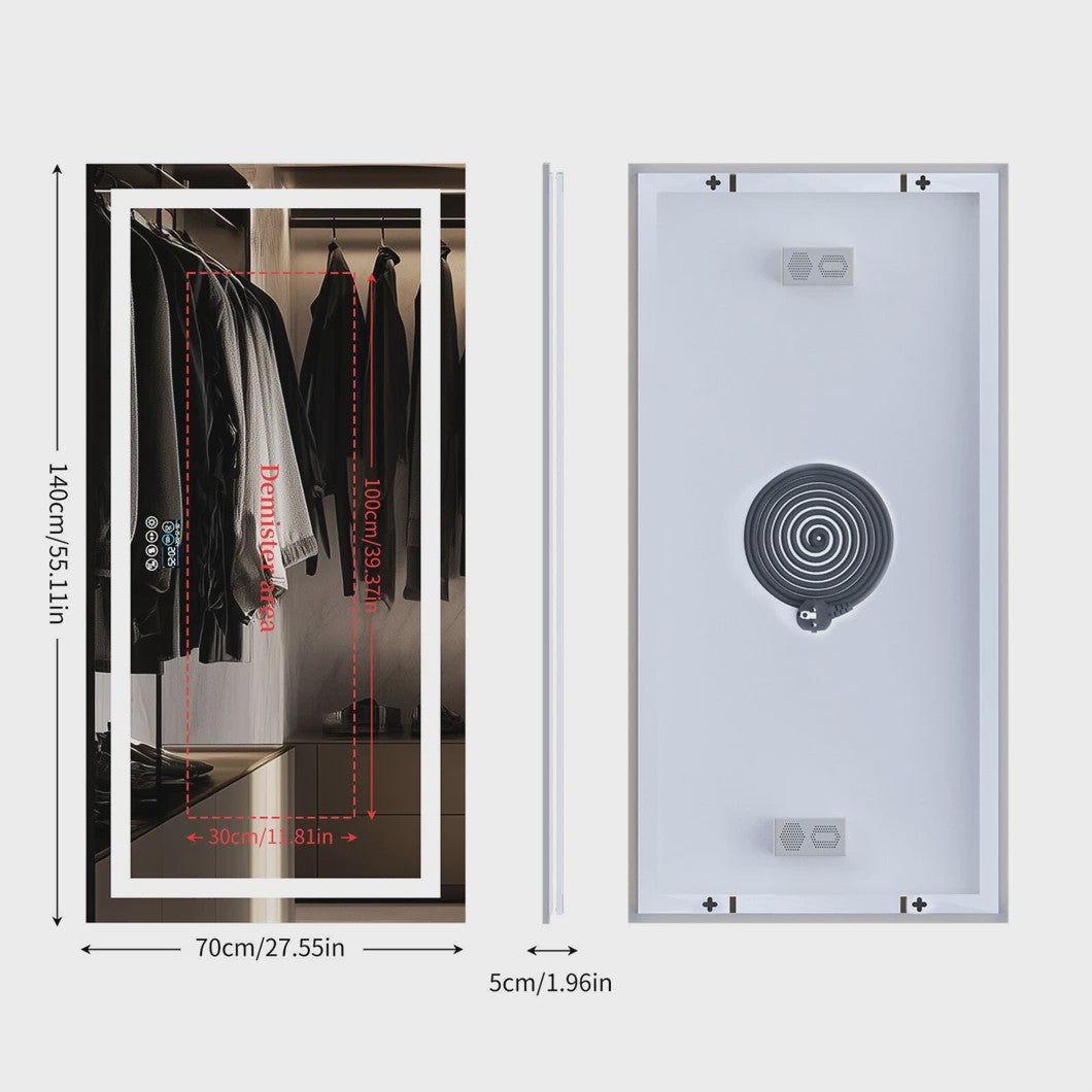 XXL Smart LED Spiegel met Bluetooth, Anti-Condens & Digitale Display
