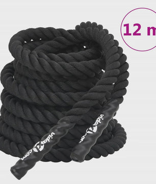Black Battle Rope 12m - 9kg Polyester - Krachttraining & Uithoudingsvermogen
