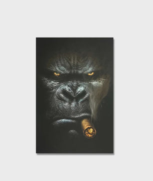 Stoere Gorilla met Sigaren Canvas Schilderij - Unieke Muurdecoratie