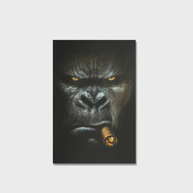 Stoere Gorilla met Sigaren Canvas Schilderij - Unieke Muurdecoratie