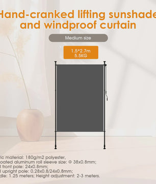 Verticale Buitenzonwering Balkon - Geen Boren Nodig - Met Handzwengel - Privacy & Zon/Windbescherming