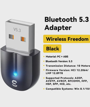 Essager Bluetooth 5.3 USB Adapter: Draadloze Audio & Randapparatuur voor PC/Laptop