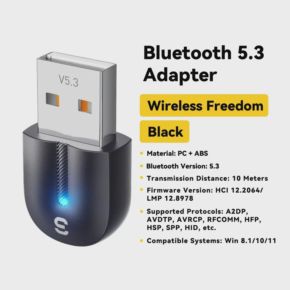 Essager Bluetooth 5.3 USB Adapter: Draadloze Audio & Randapparatuur voor PC/Laptop