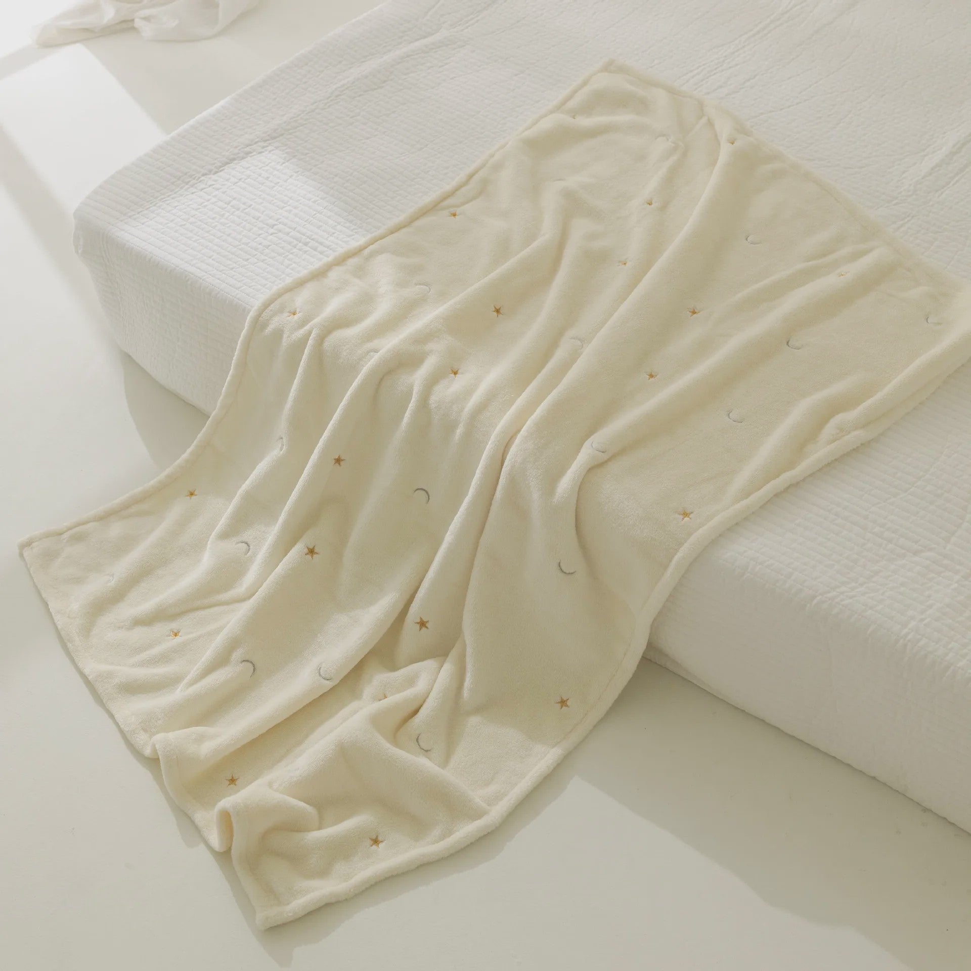 Zachte Baby Deken Fleece - Geboorte Swaddle, Kinderwagen & Ledikant - Antraciet met Sterren