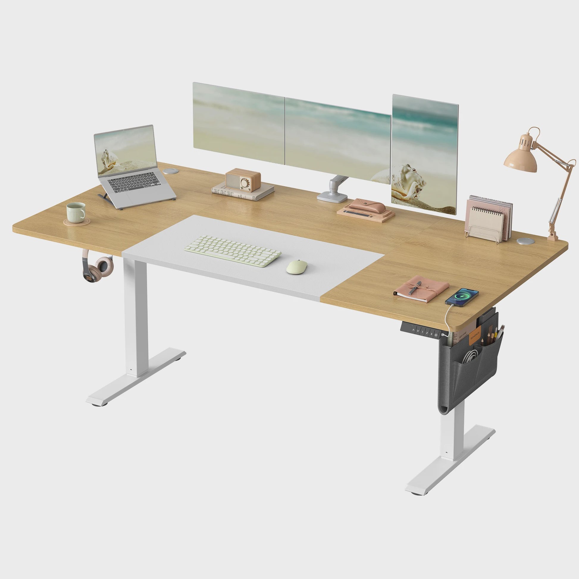 SONGMICS Elektrisch In Hoogte Verstelbaar Bureau 180x80 cm met USB-C en Geheugenfunctie
