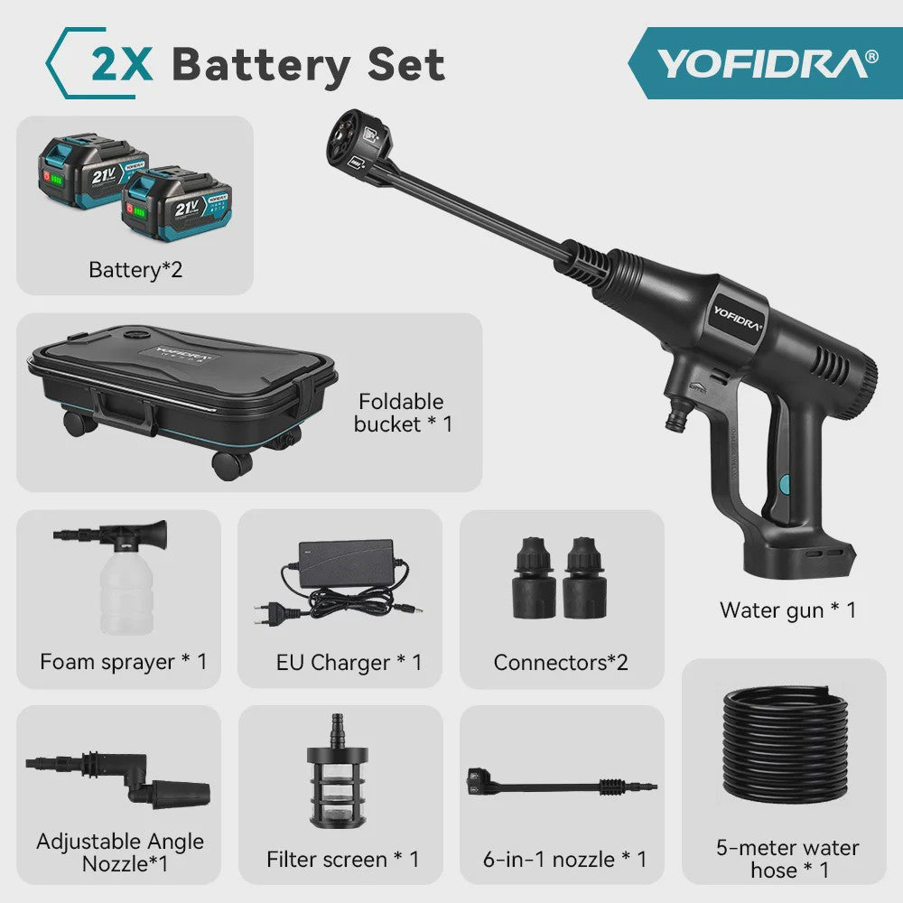 YOFIDRA 200 Bar Brushless Hogedruk Autowasser met 22L Emmer - Draadloos voor Makita 21V Accu