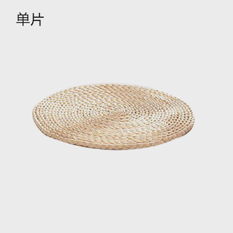 Ronde Tatami Meditatiekussen van Maïsschillen en Stro - Japans Design (30/40cm)