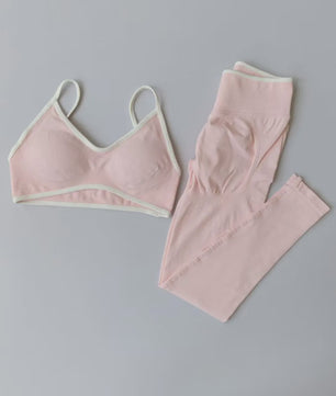Naadloze 2-delige Sport Set: Leggings met Hoge Taille & Strappy Sport BH voor Fitness en Gym