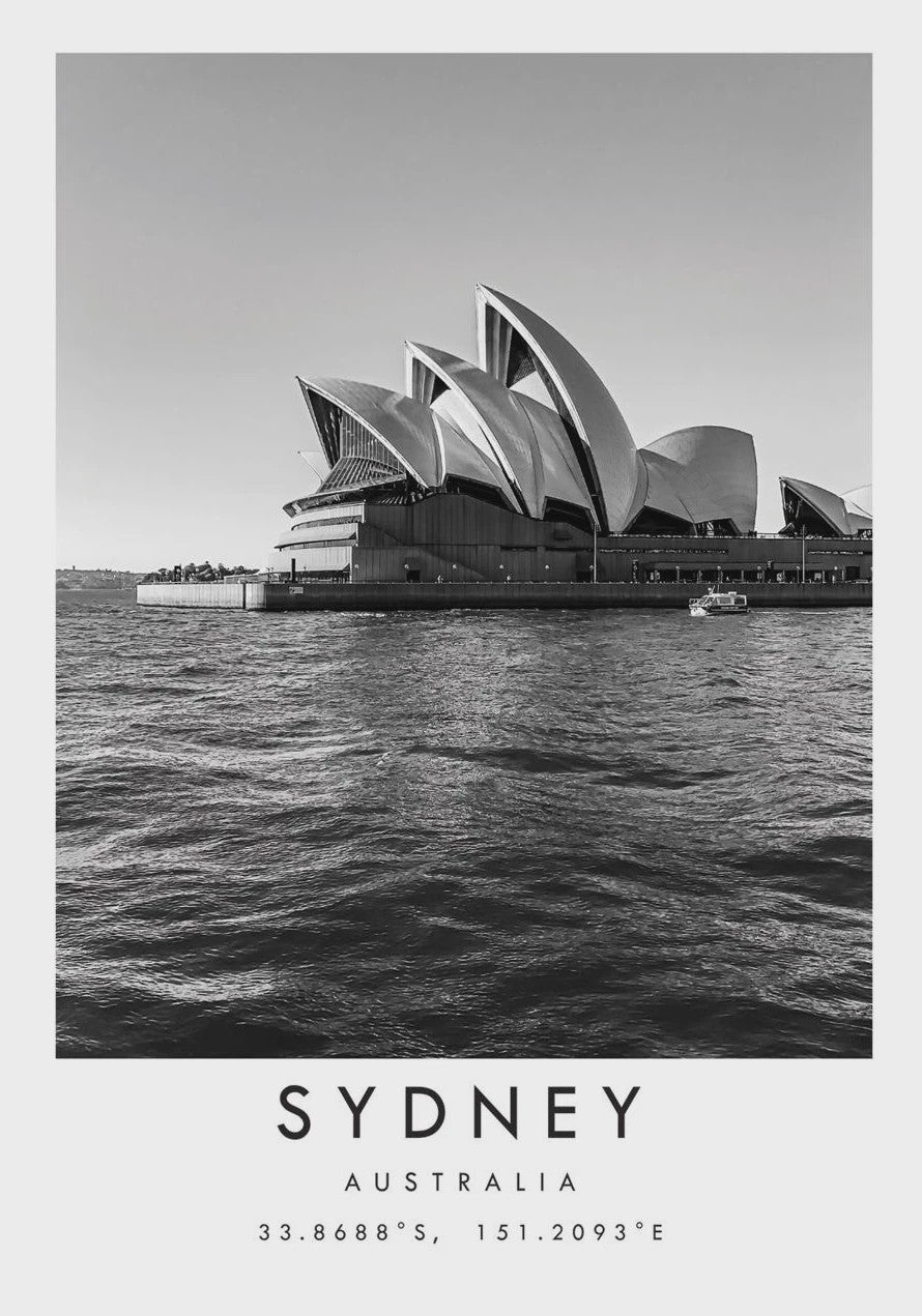 Minimalistische Poster Sydney Opera House - Canvas Wanddecoratie Australië & Nieuw-Zeeland