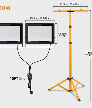 Dubbele LED Werkverlichting op Verstelbaar Statief - 200W/100W - IP66 Waterdicht