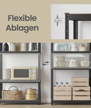 Songmics Metalen Stellingkast 5 Legborden Set van 2 - 150x75x30cm - Hoge Draagkracht