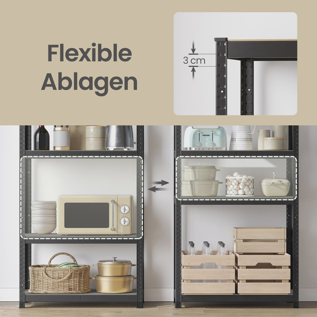 Songmics Metalen Stellingkast 5 Legborden Set van 2 - 150x75x30cm - Hoge Draagkracht