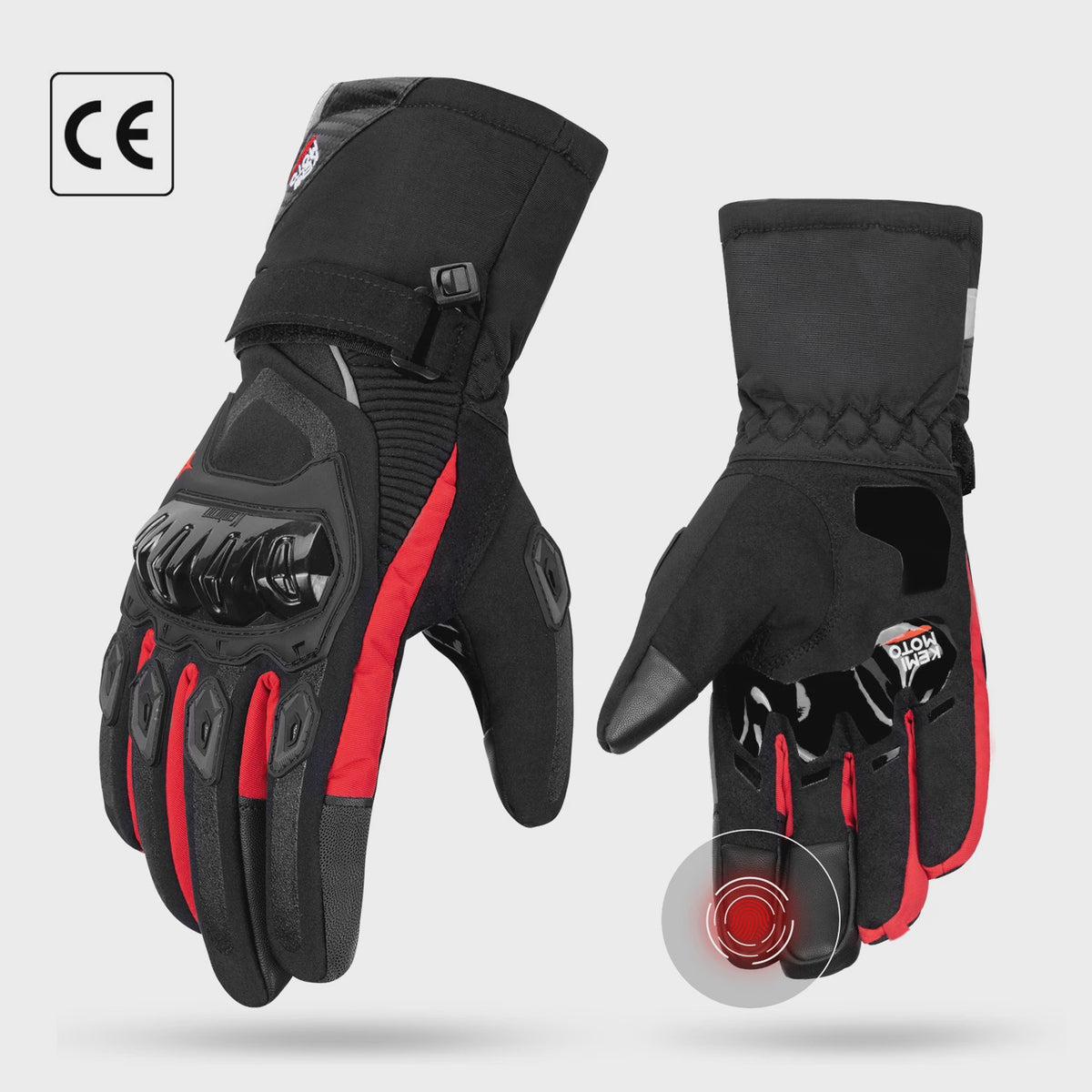 KEMiMOTO Winter Motorhandschoenen Zwart - Waterdicht, Winddicht & Touchscreen