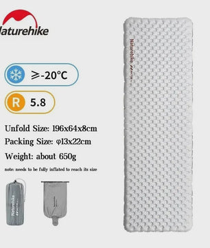Naturehike Ultralichte Kampeerluchtmatras R-waarde 5.8 - Warm & Compact