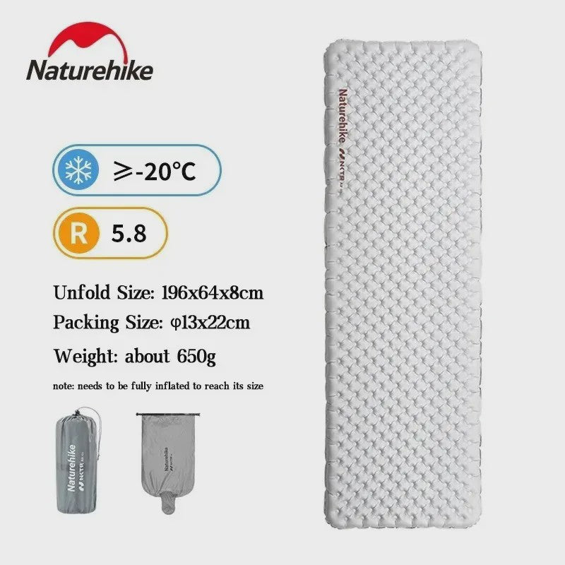 Naturehike Ultralichte Kampeerluchtmatras R-waarde 5.8 - Warm & Compact