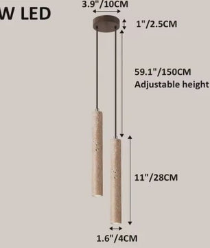Stijlvolle Cilinder Hanglamp van Travertin Steen - LED Plafondlamp voor Slaapkamer, Eettafel & Keuken