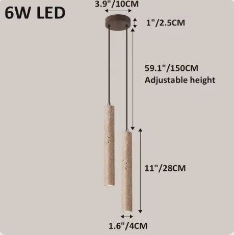 Stijlvolle Cilinder Hanglamp van Travertin Steen - LED Plafondlamp voor Slaapkamer, Eettafel & Keuken