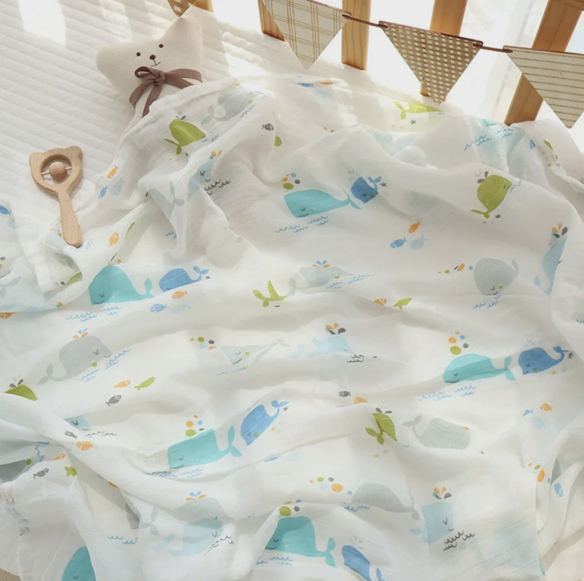 Dubbellaags Bamboe Katoen Muslin Baby Dekentje - Ademend en Multifunctioneel