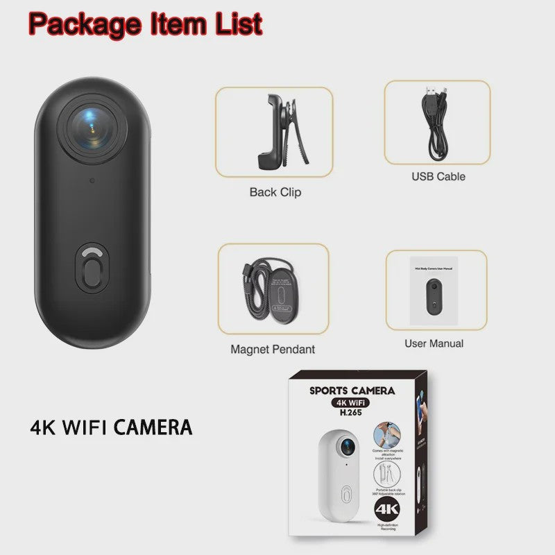 Compacte 4K Actiecamera voor Sport & Outdoor - Helm & Fietsmontage