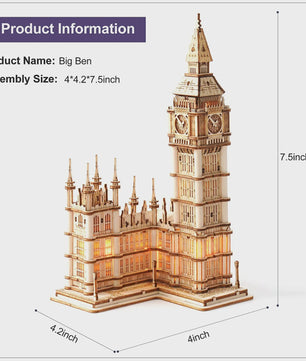 Robotime Rolife 3D Houten Puzzel: Iconische Tower Bridge & Big Ben Bouwpakket