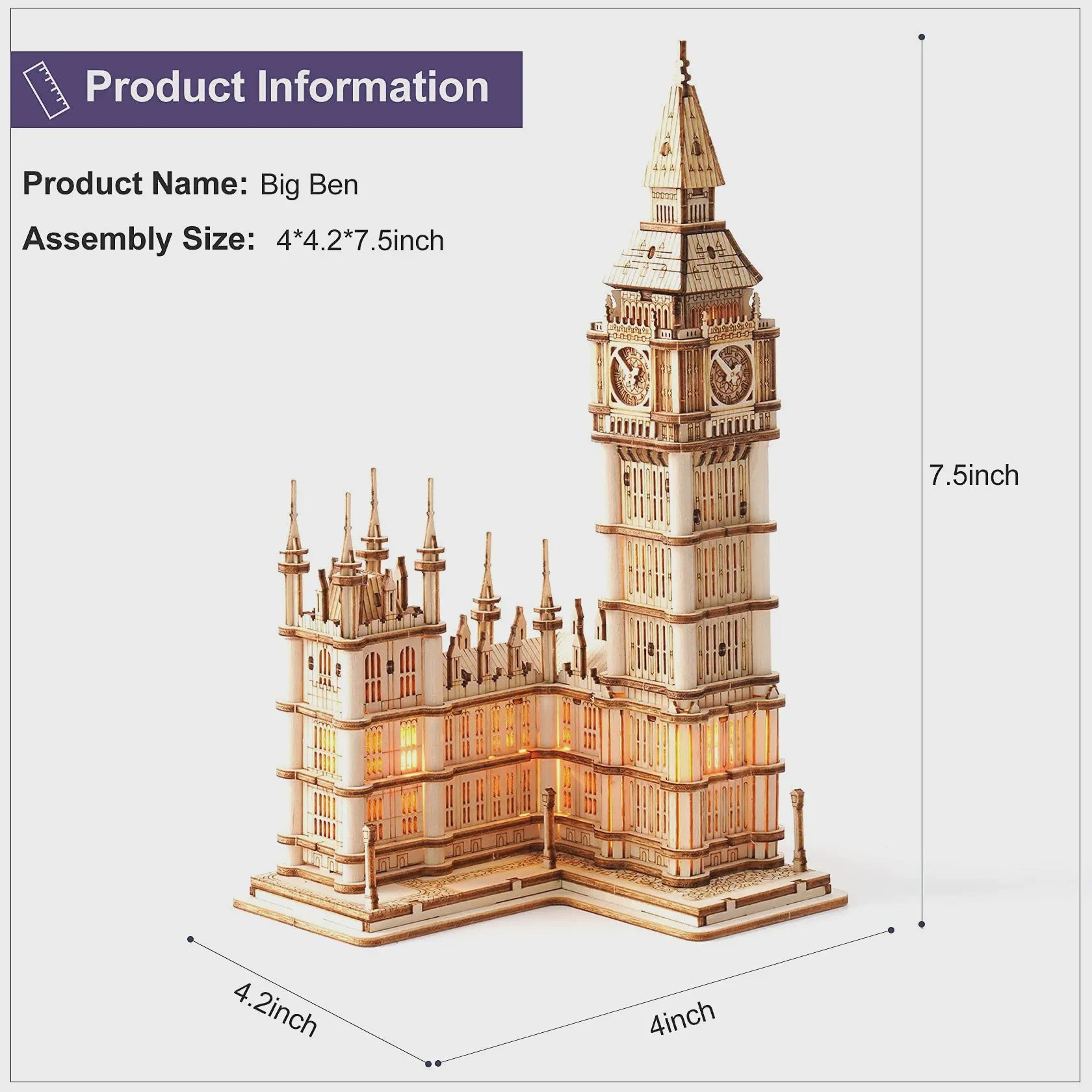 Robotime Rolife 3D Houten Puzzel: Iconische Tower Bridge & Big Ben Bouwpakket