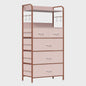 Stijlvolle Ladekast met 5 Stoffen Lades en Metalen Frame - 60x30x120cm