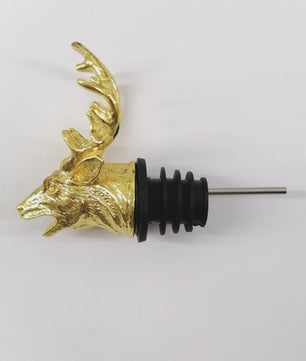 Gouden Hertenkop Fles Stopper & Schenktuit - Stijlvolle Wijn & Olie Dispenser