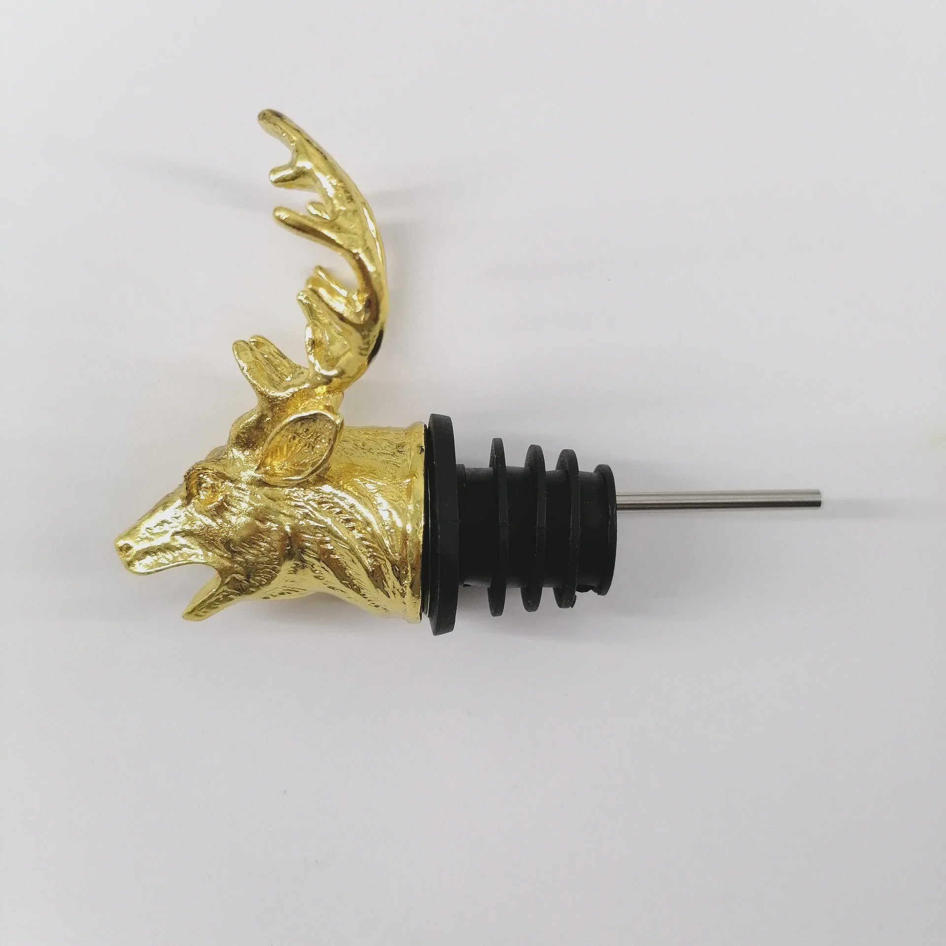 Gouden Hertenkop Fles Stopper & Schenktuit - Stijlvolle Wijn & Olie Dispenser