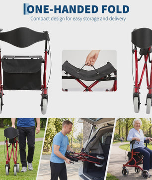 Lichtgewicht Aluminium Rollator met Zitting, Rugleuning en 8" Rubberen Wielen - Verstelbaar & Opvouwbaar