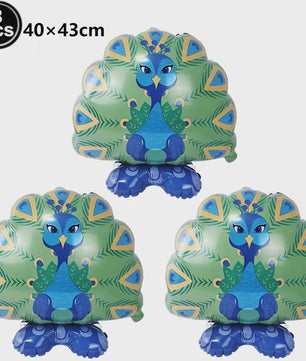 Jungle Dieren Ballondecoratie Set - Struisvogel, Gorilla, Toucan & Pauw voor Feestjes