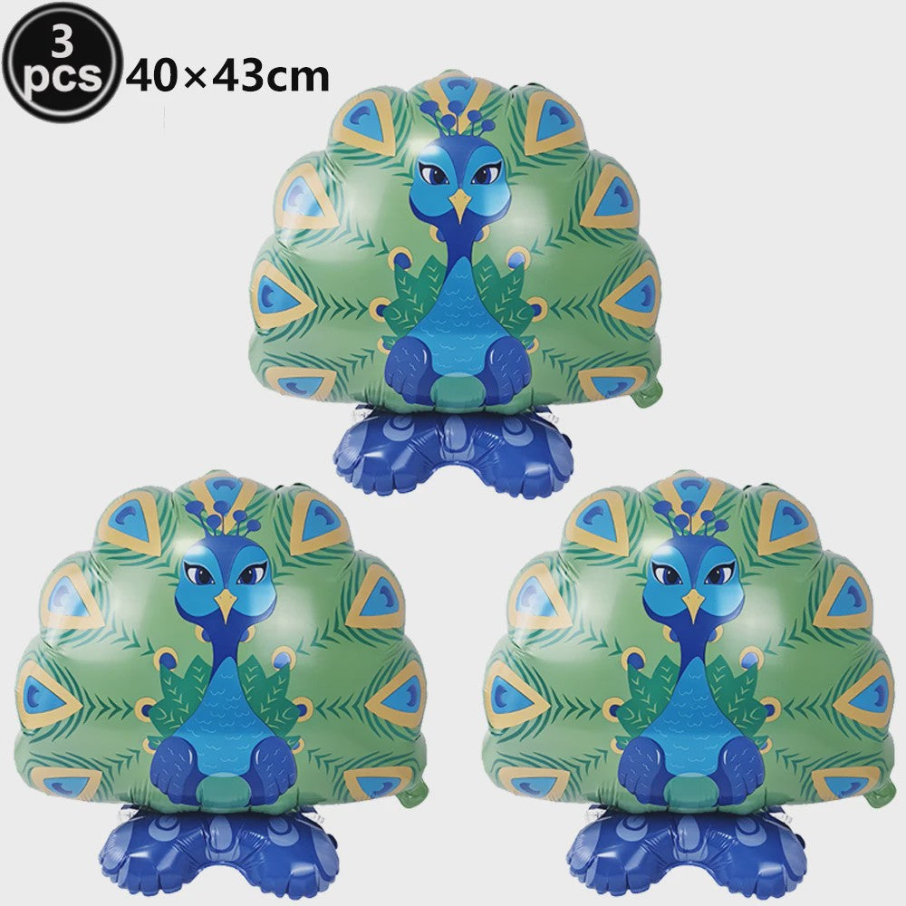 Jungle Dieren Ballondecoratie Set - Struisvogel, Gorilla, Toucan & Pauw voor Feestjes