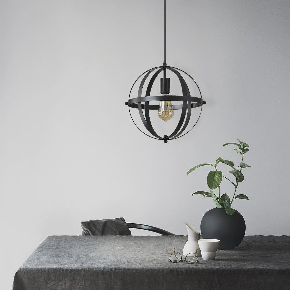 Industriële Metalen Hanglamp - Sfeervolle Bolvormige Kooi Lamp met E27 Fitting