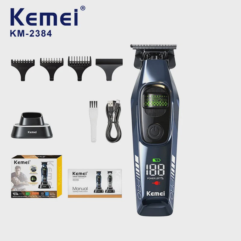Kemei 2381 Professionele Trimmer Set - 10000 RPM, LED Display, Draadloos