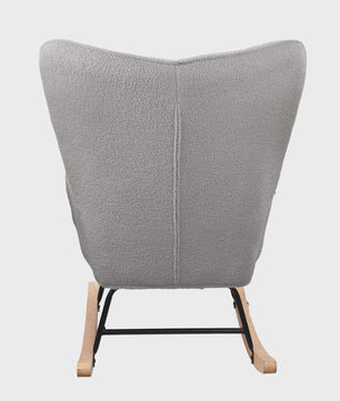 Anajqaqia Schommelstoel Teddy Stof Lichtgrijs - Comfortabele Relaxfauteuil