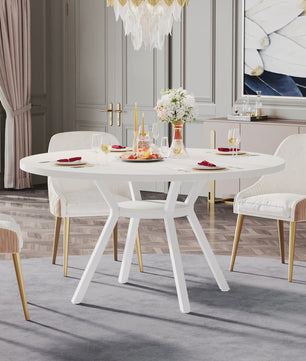 Industriële Ronde Eettafel voor 4-6 Personen - 47 Inch Farmhouse Stijl