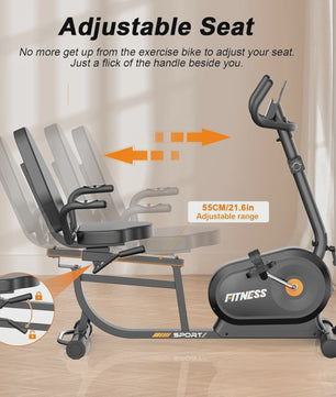 GartistGo 5-in-1 Hometrainer: 16 Niveaus Magnetische Weerstand, Rugsteun, LCD & Hartslagmeters - Max 150kg