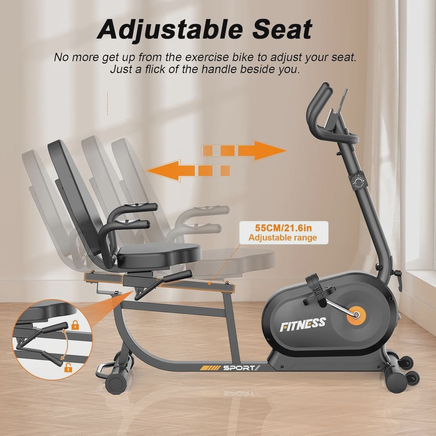 GartistGo 5-in-1 Hometrainer: 16 Niveaus Magnetische Weerstand, Rugsteun, LCD & Hartslagmeters - Max 150kg