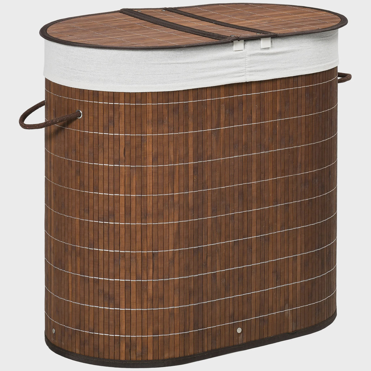Homcom Bamboe Wasbox met Deksel en 2 Compartimenten - 100L