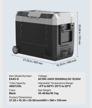 Draagbare Koelbox met Wielen & App Controle - 35L/45L/55L - Ideaal voor Auto, Camping & Thuis