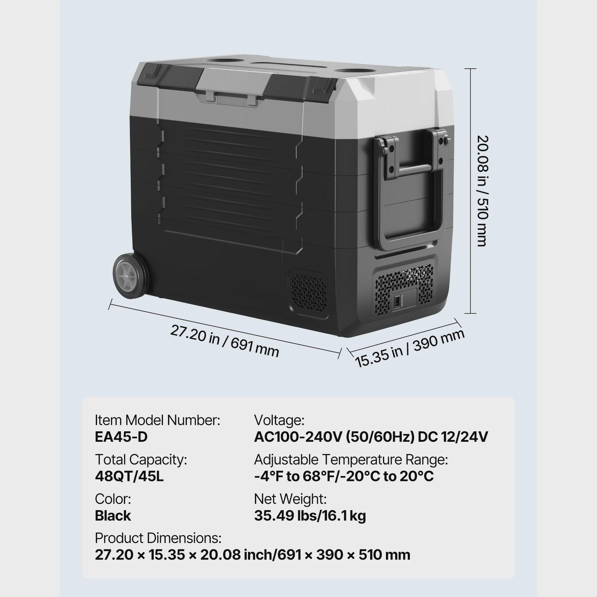 Draagbare Koelbox met Wielen & App Controle - 35L/45L/55L - Ideaal voor Auto, Camping & Thuis