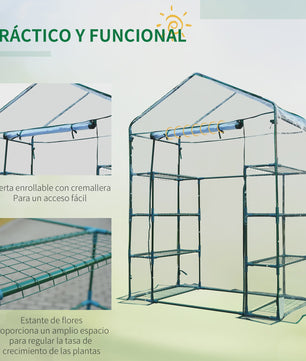 Outsunny Kweekkas Tuinkas met 4 etages - 143x73x195cm - PVC Hoes & Stalen Frame